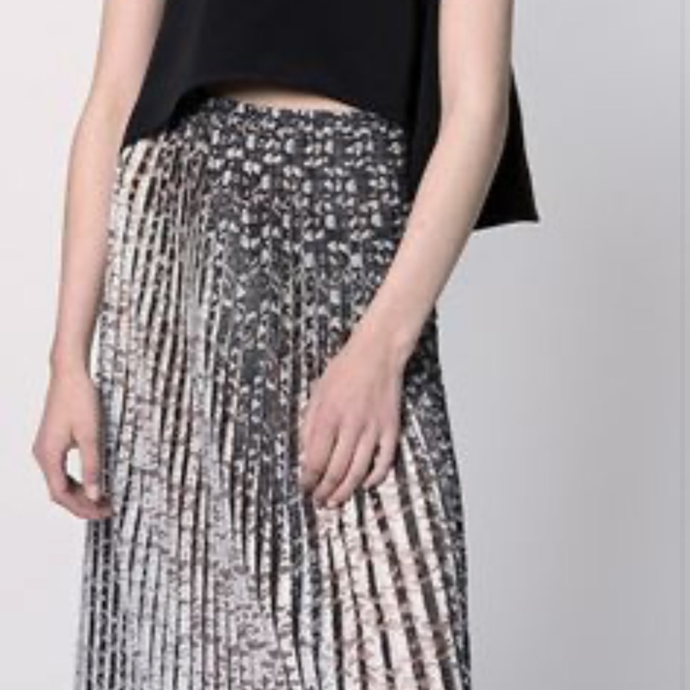 Huishan Zhang black and white pleated floral skirt